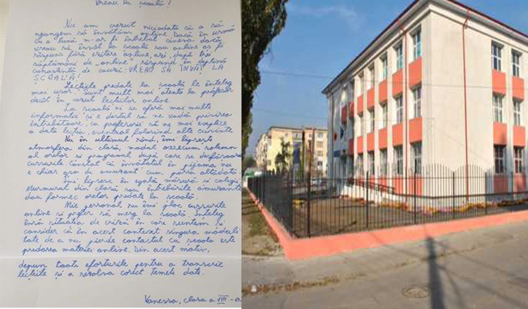 Scrisoarea unei eleve din Tecuci despre cursurile online:”Vreau să învăț la școală!”